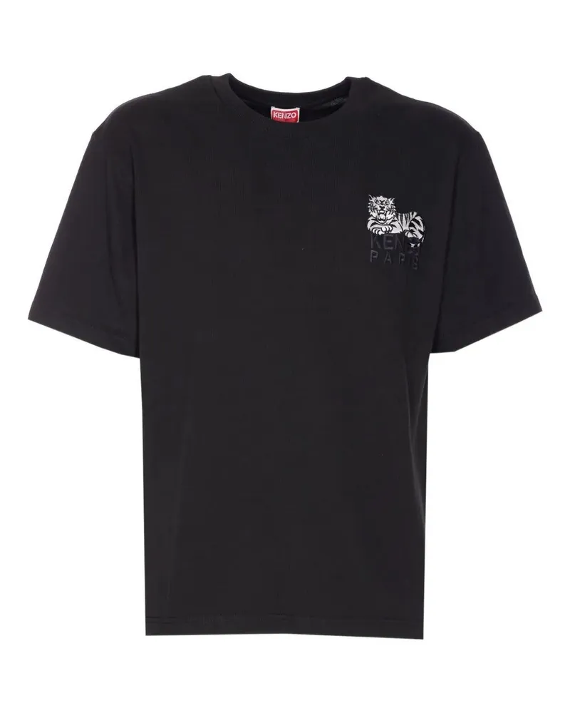 Kenzo Gots Kenzo Happy Tiger Embroidered Classic T-Shirt Black