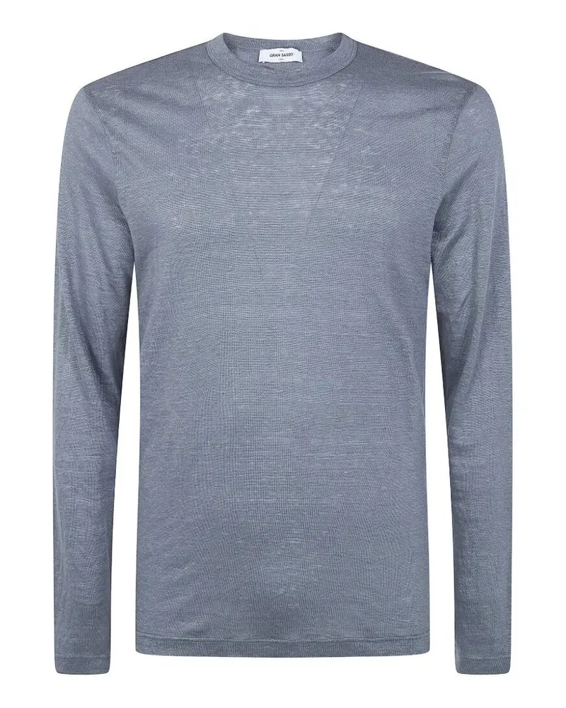 Gran Sasso Logo Print Long Sleeves T-Shirt Gray