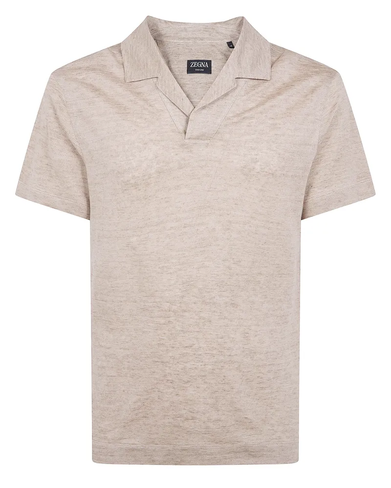Ermenegildo Zegna Z Lux Leisurewear V Neck T-Shirt Beige