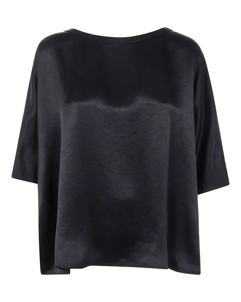 Liviana Conti Diana Short Sleeve Satin Shirt Black