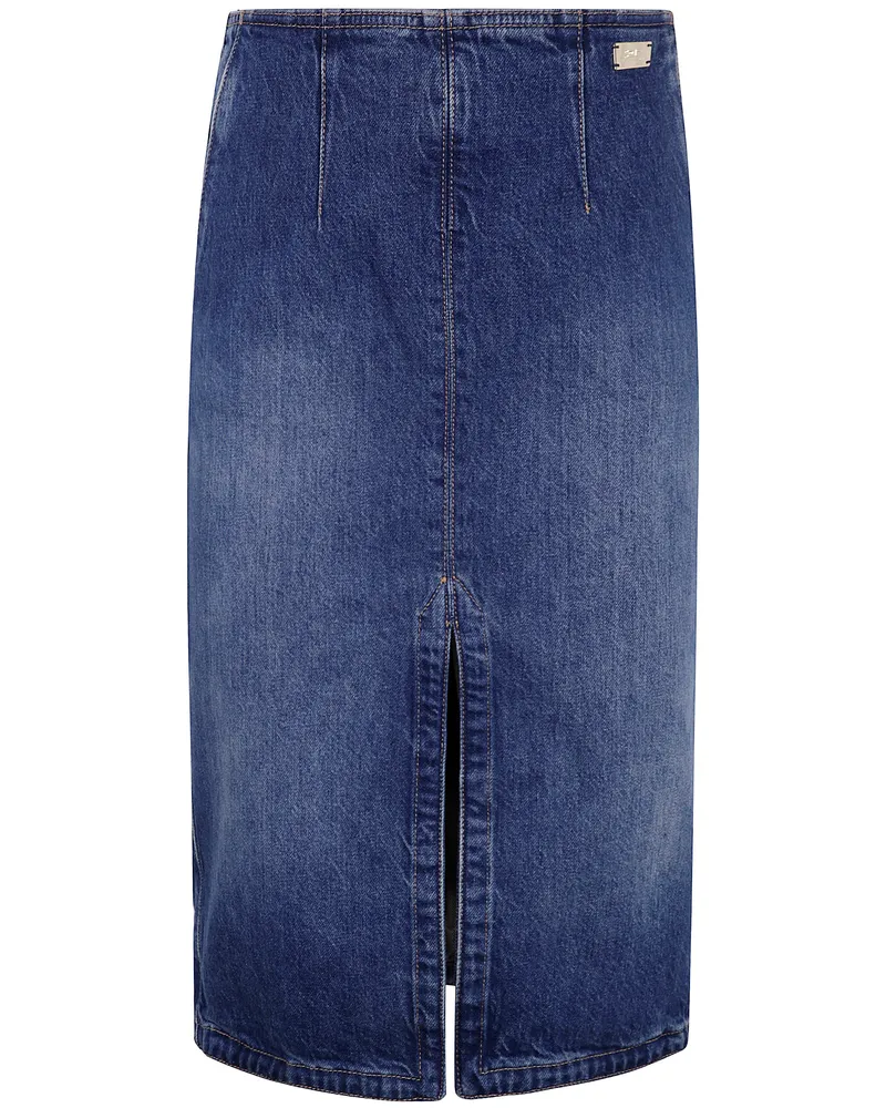 Elisabetta Franchi Denim Midi Skirt By Elisabetta Franchi Blue