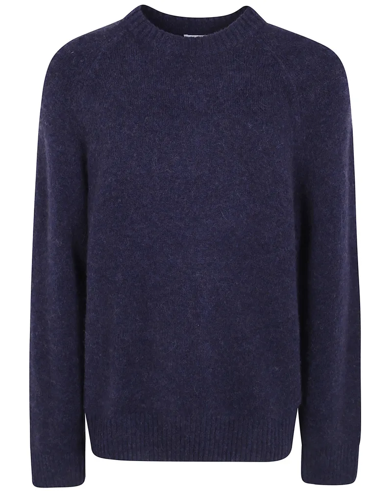 LES DEUX Knit Sweater Soft Round Neck "Soft Round Neck Knit Sweater Blue