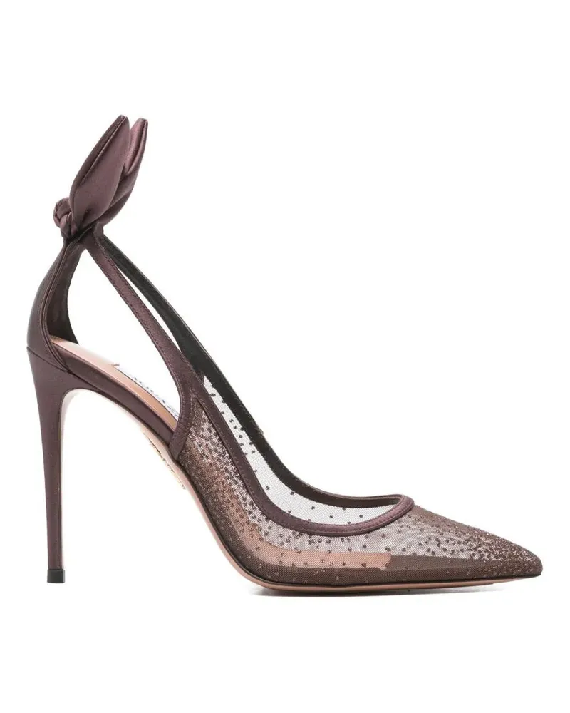 Aquazzura Bow Tie" Mesh Pump 105 Brown
