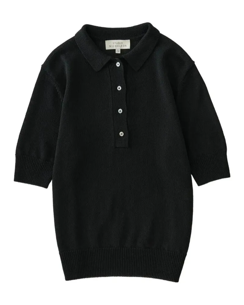 Studio Nicholson Knitted Polo" Top Black