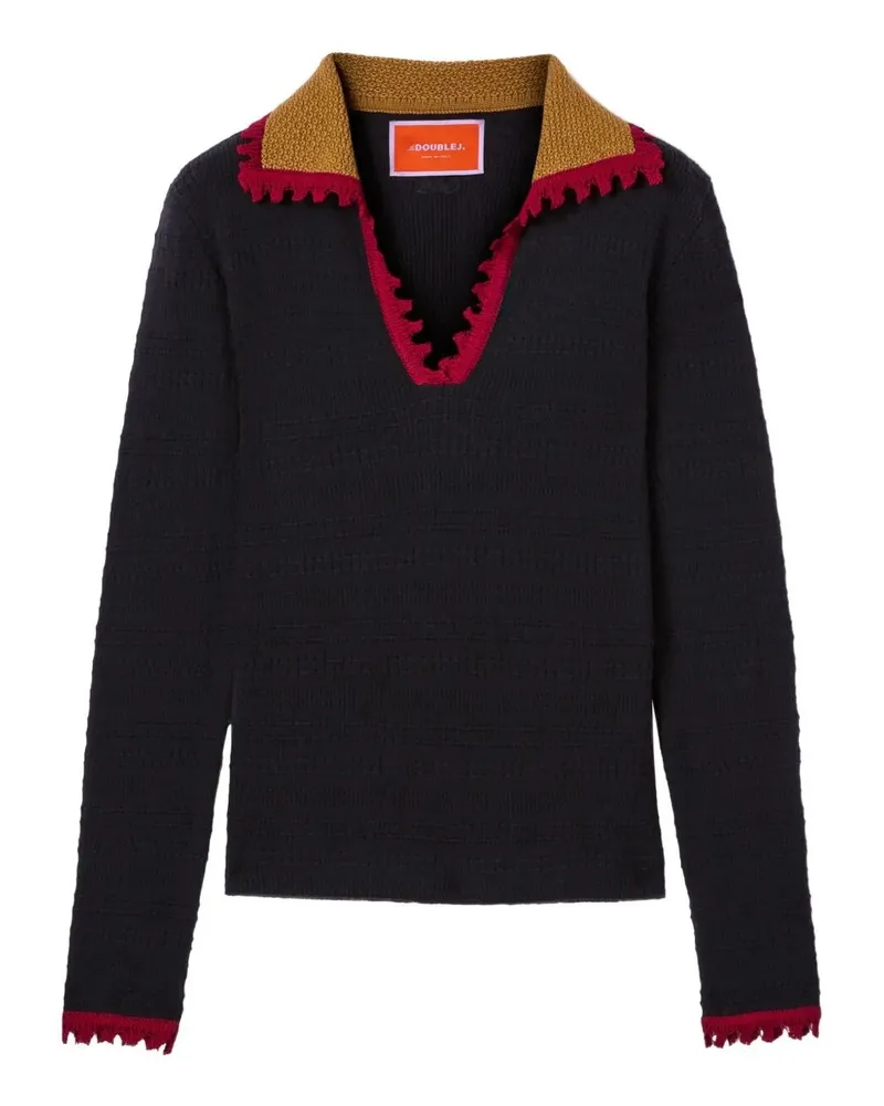La DoubleJ Picket Polo" Polo Neck Sweater Black