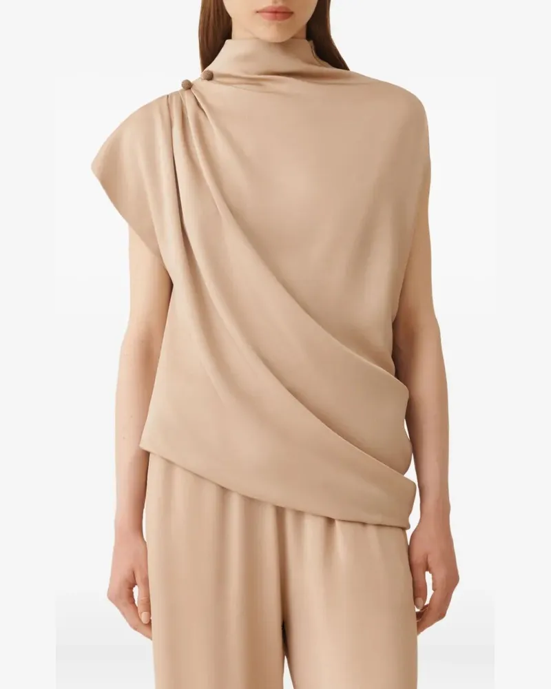 Fabiana Filippi Draped Top With Piercing Detail Beige