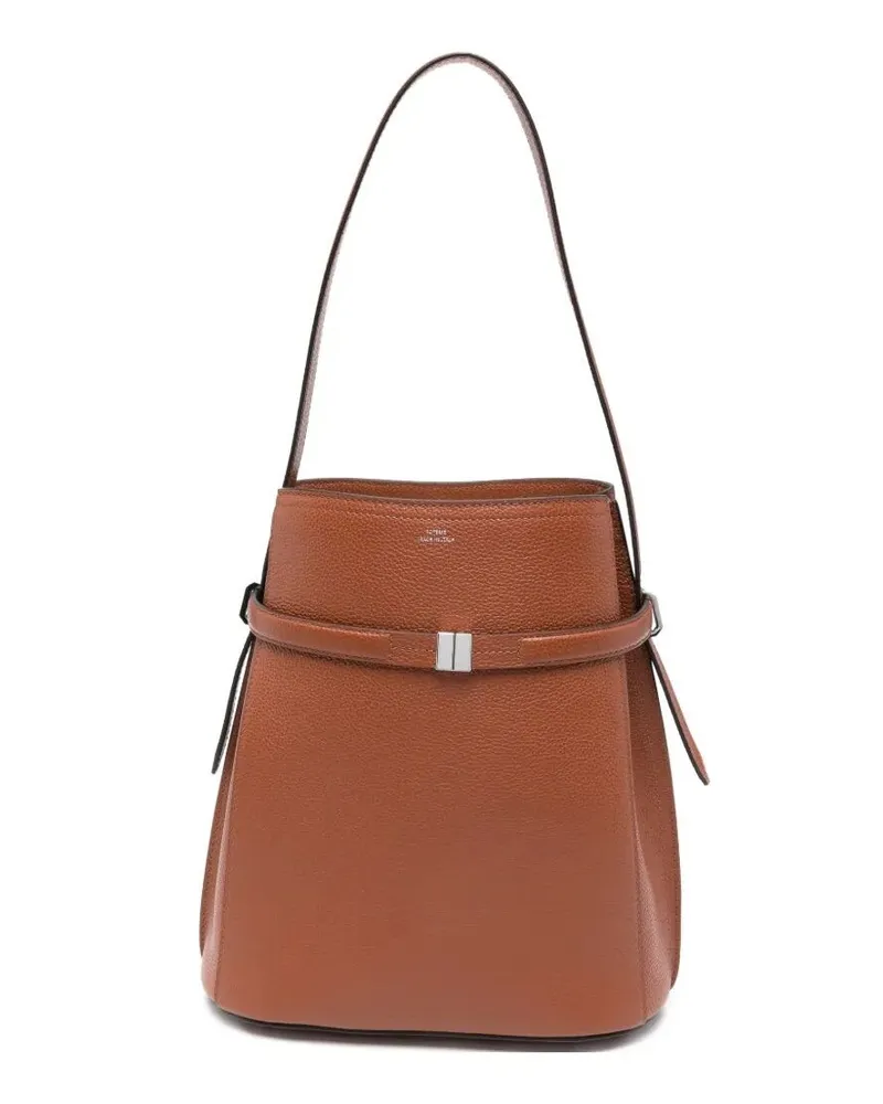 Totême Belted' Leather Bucket Bag Brown