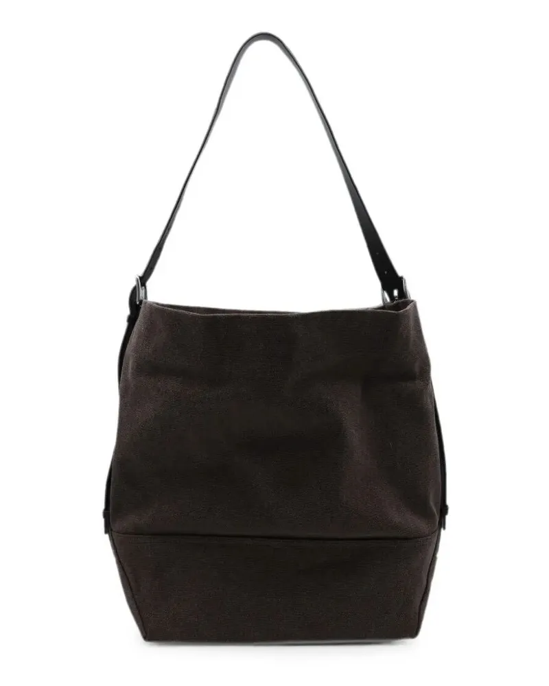 Christophe Lemaire Handbag Leather Dark Chocolate Belted Tote Bag Brown