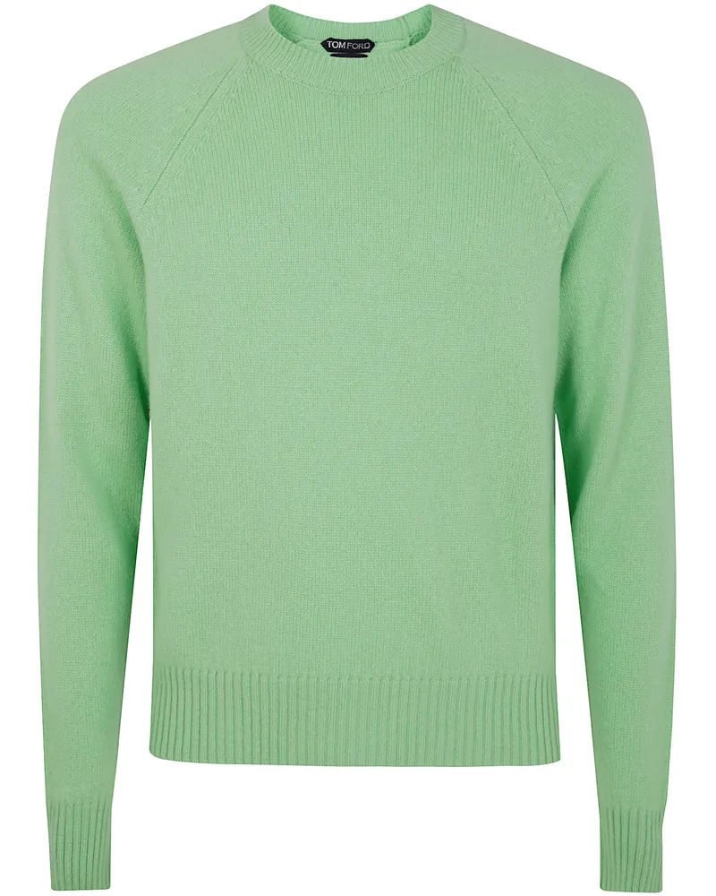 Tom Ford Felted Pure Cashmere Long Sleeves Crew Neck Sweater Green