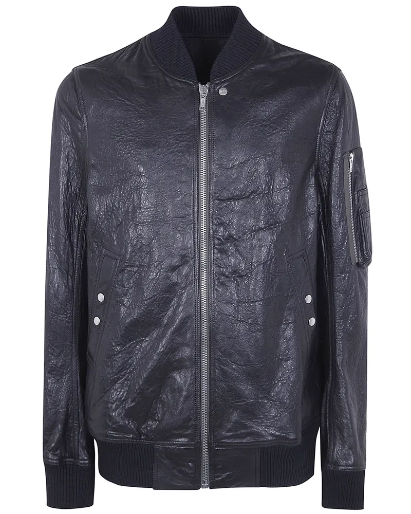 Rick Owens Leather Bomber Jacket Black