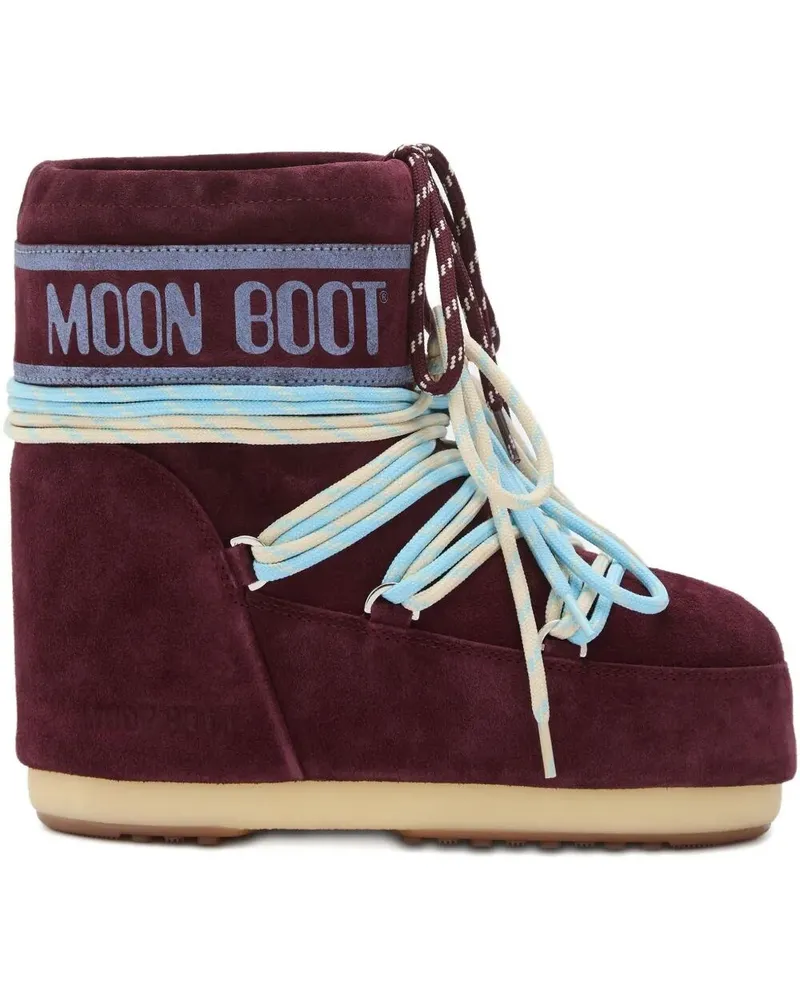 Moon Boot Icon" Low Suede Laces Boot Red