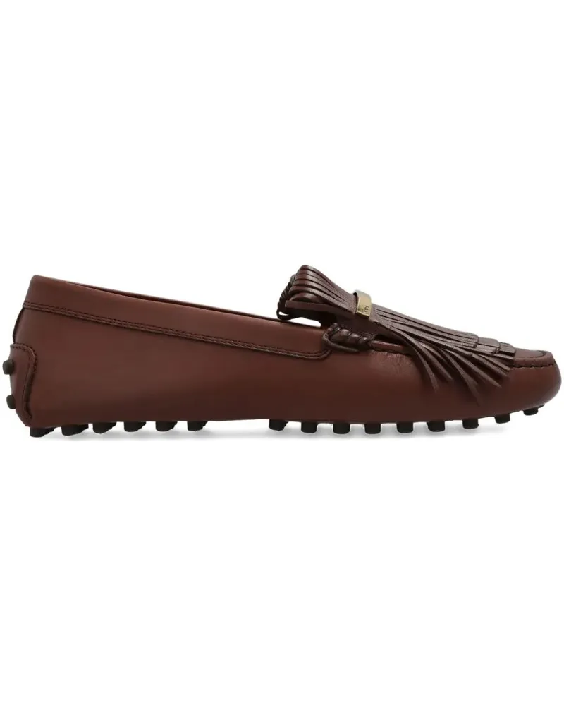 TOD'S Driver Sole Fringe Loafer Brown
