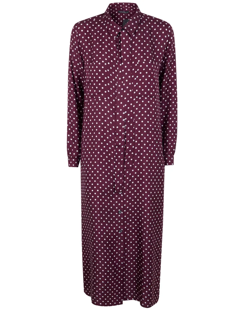 Laura Urbinati Belt Long Sleeves Shirt Dress Red