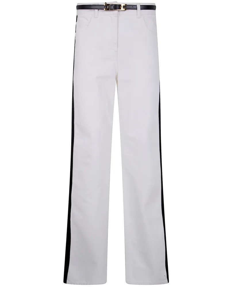 Elisabetta Franchi Jeans With Contrast Band White