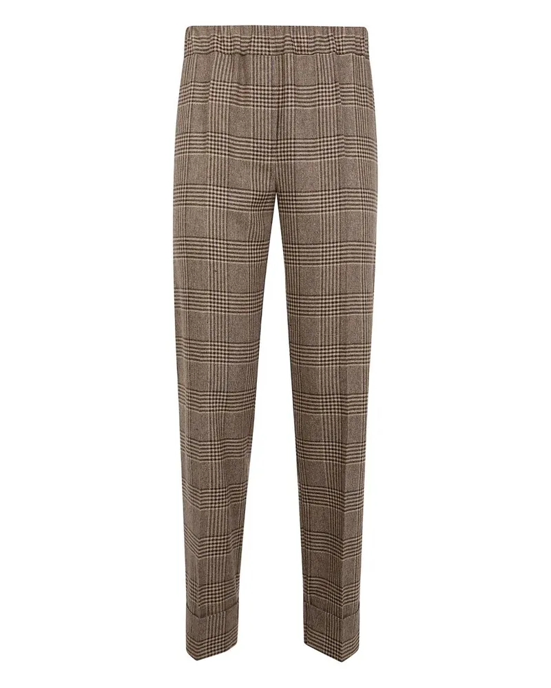 D.EXTERIOR D. EXTERIOR Wales Tweed Basic Trousers With Cuffs Brown