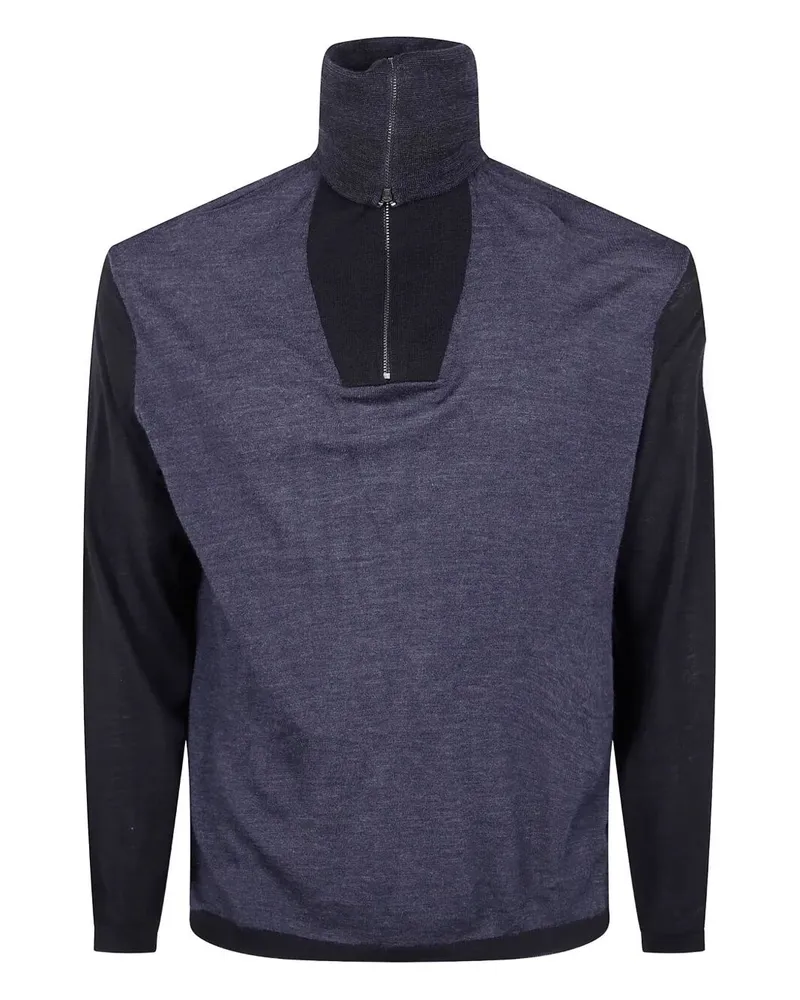Emporio Armani Half Zip Turtle Neck Sweater Gray