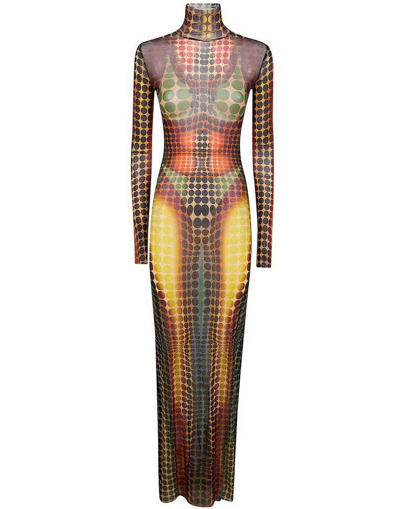 Jean Paul Gaultier Re-Edition: Long Dress" High Neck With Long Sleev Yellow