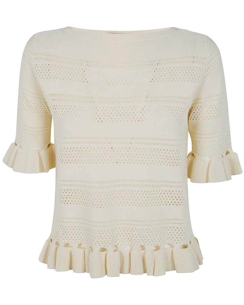 Twin-Set Boat Neck Stripes Sweater White