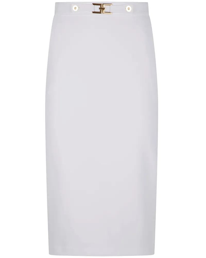 Elisabetta Franchi Pencil Logo Skirt White