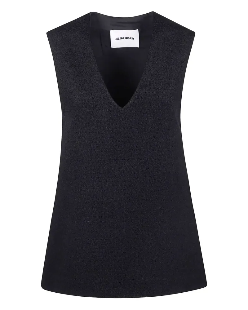 Jil Sander V Neck Sleeveless" Top Black