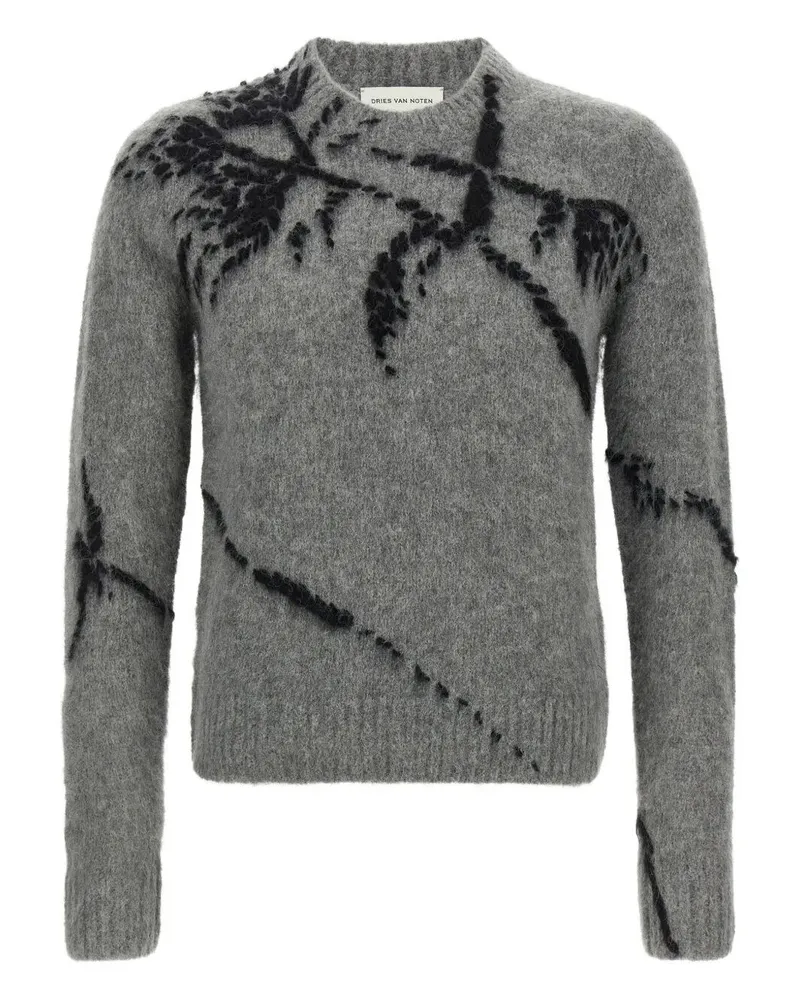 Dries van Noten Mouche" Round Neck Sweater Gray