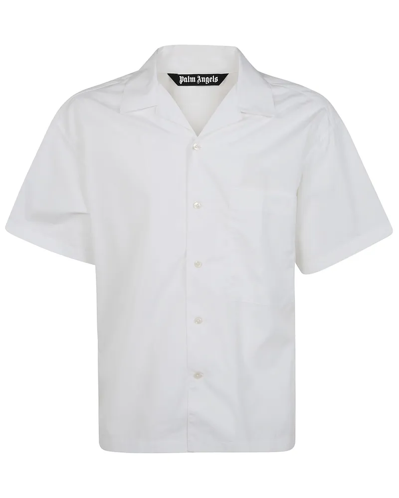 Palm Angels B Curved Logo Bowling Shirt White
