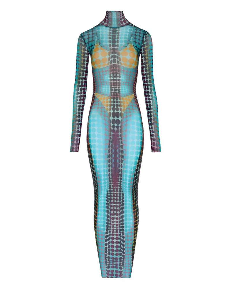 Jean Paul Gaultier Re-Edition: Long Dress" High Neck With Long Sleev Blue