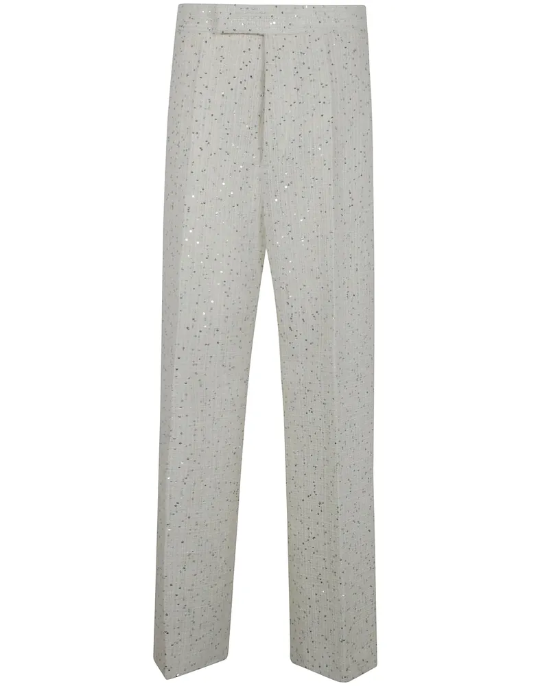 Sapio Braided Sequins Wide Leg Trousers White