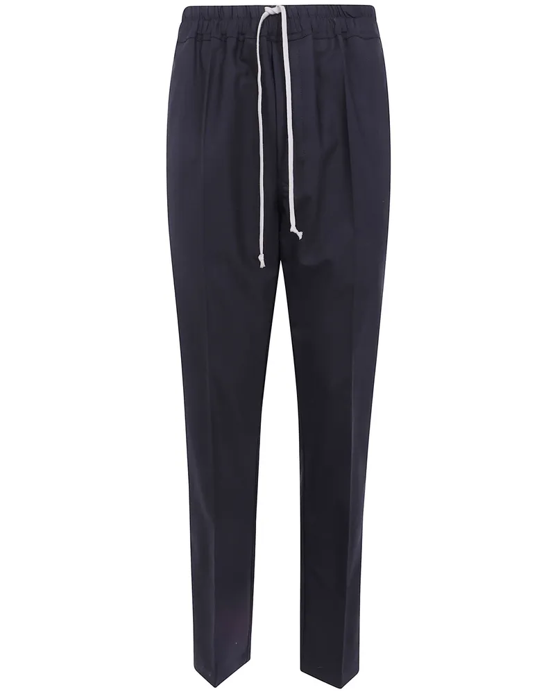 Rick Owens Pants Drawstring Slim Long Trousers Black