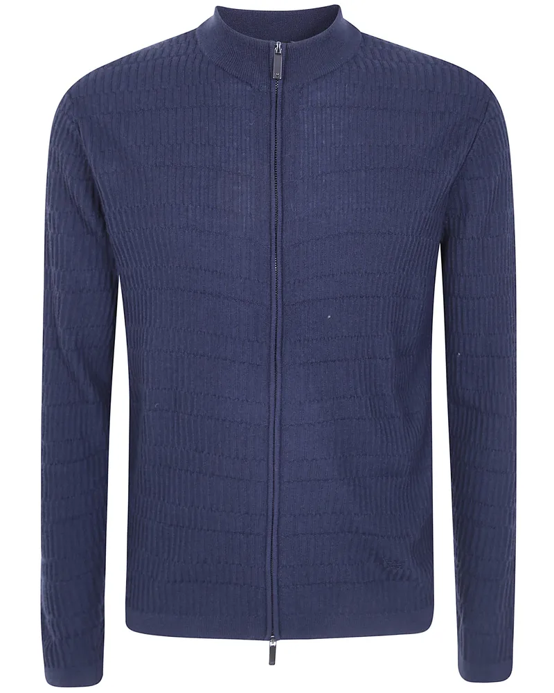 Emporio Armani Sweater Zipper "Fancy Stitch Navy Blue