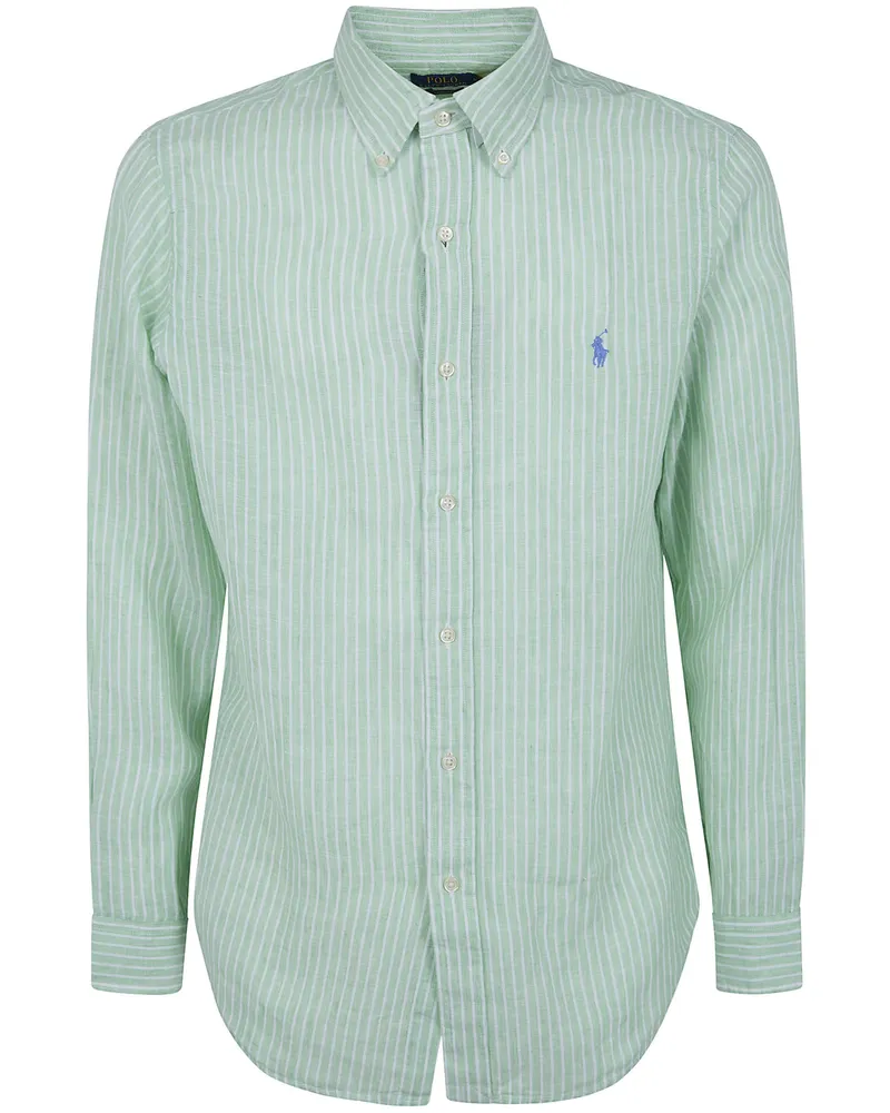 Ralph Lauren Long Sleeves Sport Stripes Shirt Green