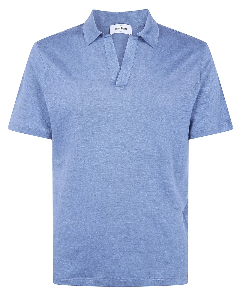 Gran Sasso Logo Print Short Sleeves Skipper Polo Shirt Blue