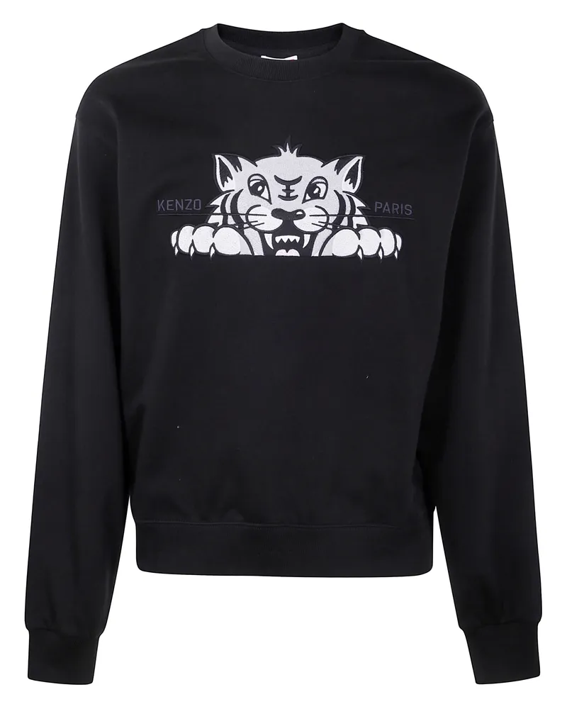 Kenzo Kenzo Happy Tiger Embroidered Classic Sweatshirt Black