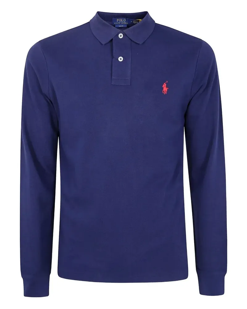 Ralph Lauren Long Sleeve Knit Polo Shirt Blue