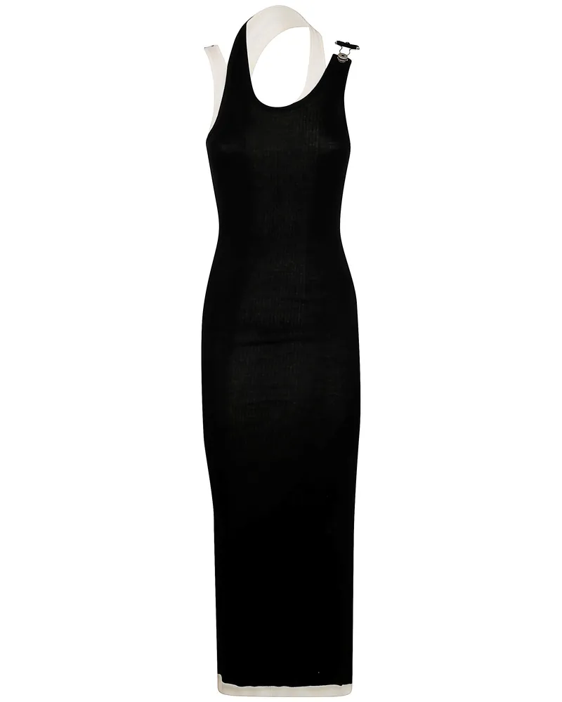 Jean Paul Gaultier Cotton Ribbed Twisted Double Layer Sleeveless Dress Black