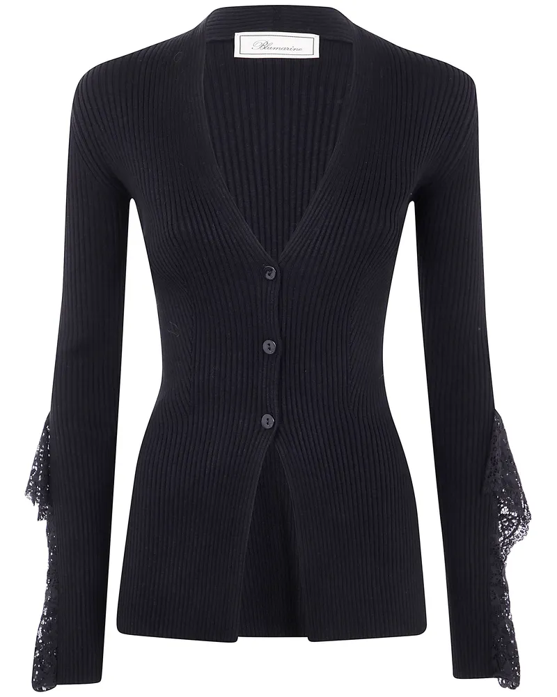 Blumarine Knitted Insert Lace Cardigan Black