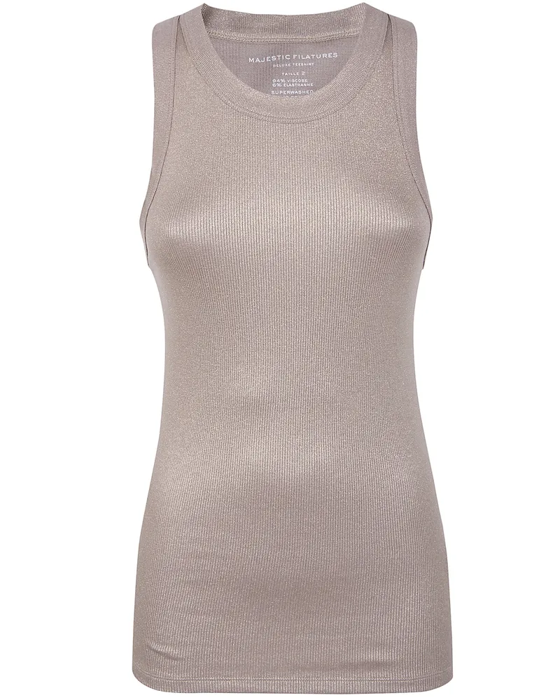 Majestic Lurex Tank Brown