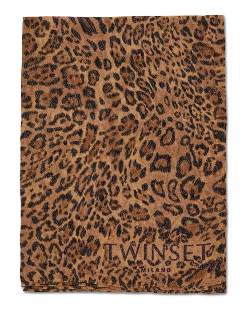 Twin-Set Animalier Print Scarf Brown
