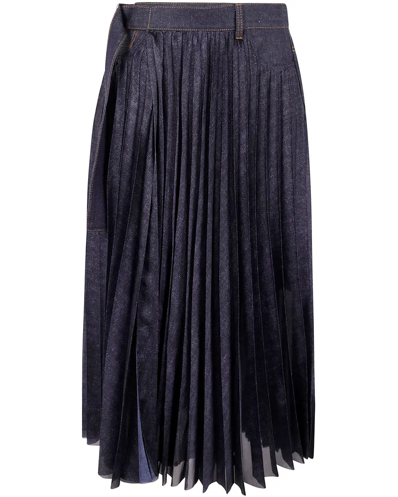 Sacai Denim Mix Skirt Blue