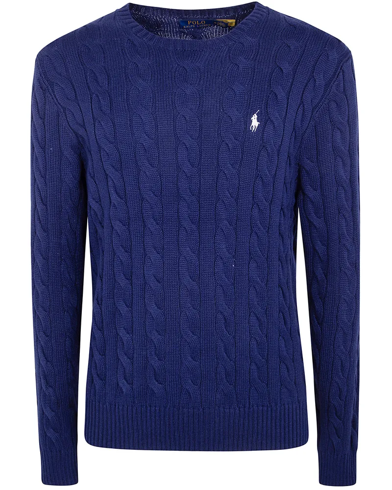 Ralph Lauren Long Sleeves Round Neck Rib Sweater Blue