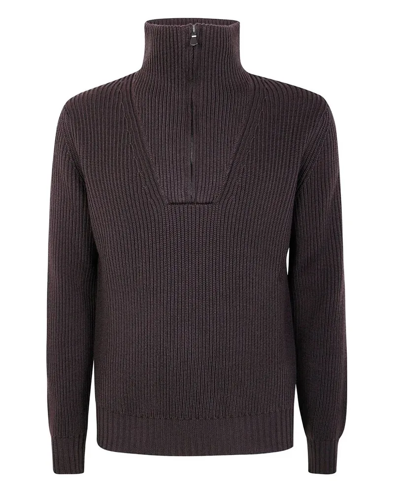 Filippo de Laurentiis Half Zip Sweater Brown