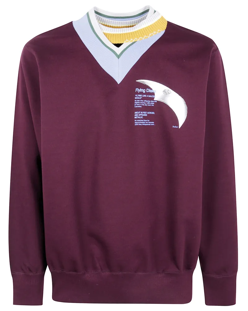 kolor Cut & Sew 07" V Neck Sweater Red