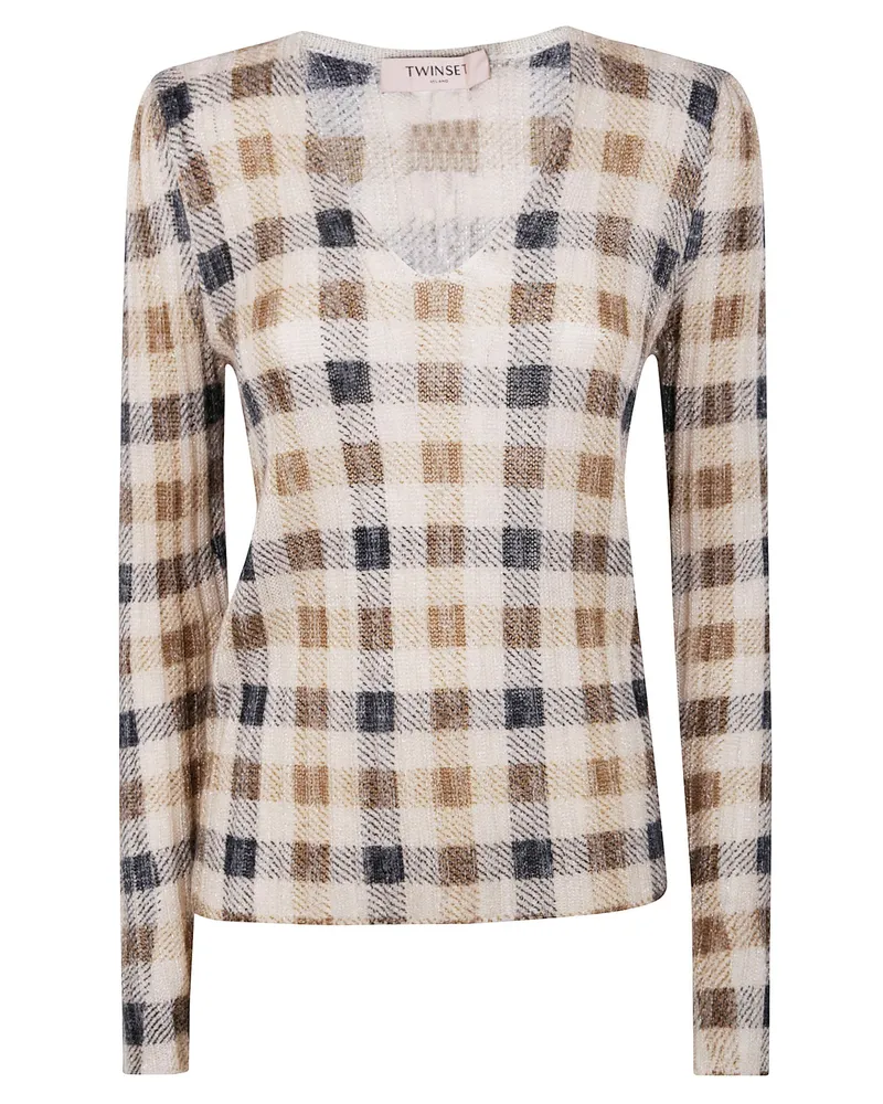 Twin-Set Round Neck Sweater Print Brown