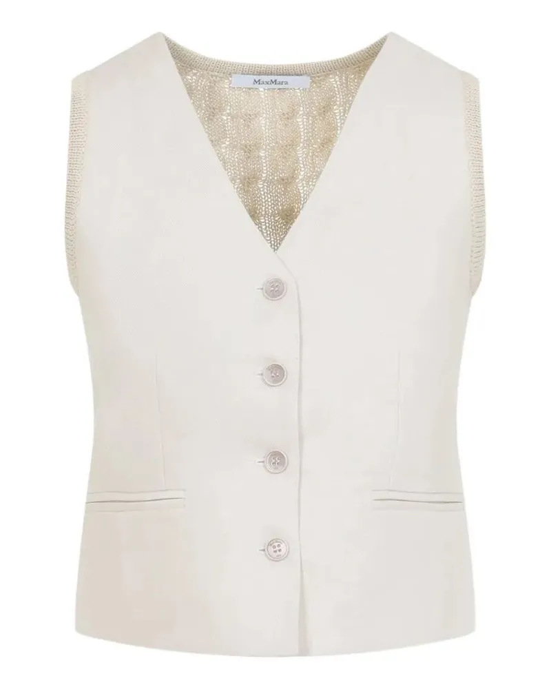 Max Mara Calibri Linen Knit Crop Gilet Beige