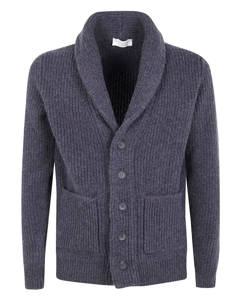 Filippo de Laurentiis Shawl Collar Pocket Cardigan Gray