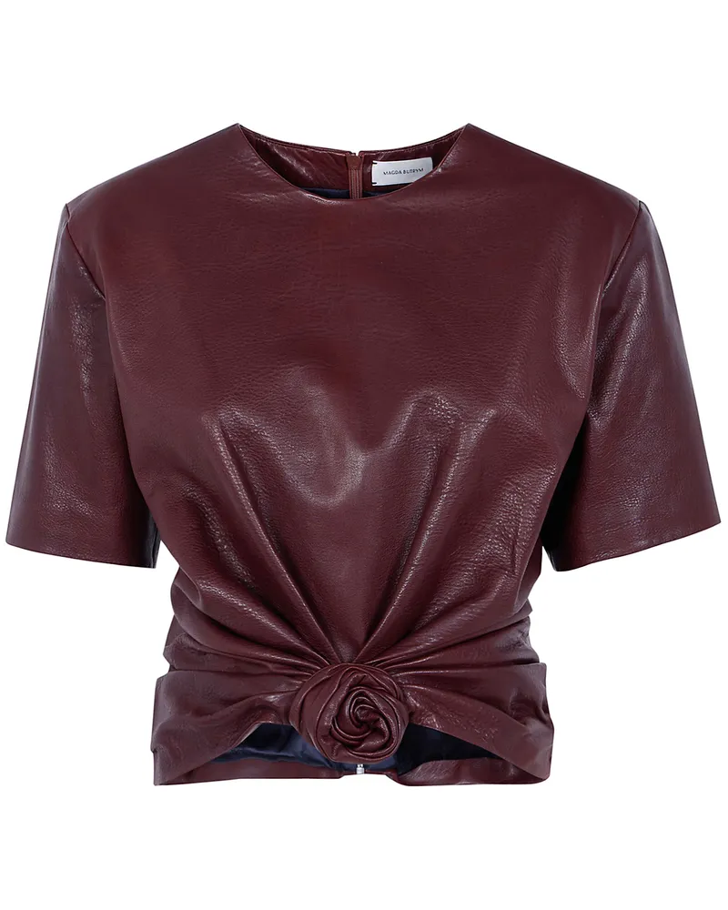 Magda Butrym Shirt Leather Cropped Blouse Brown