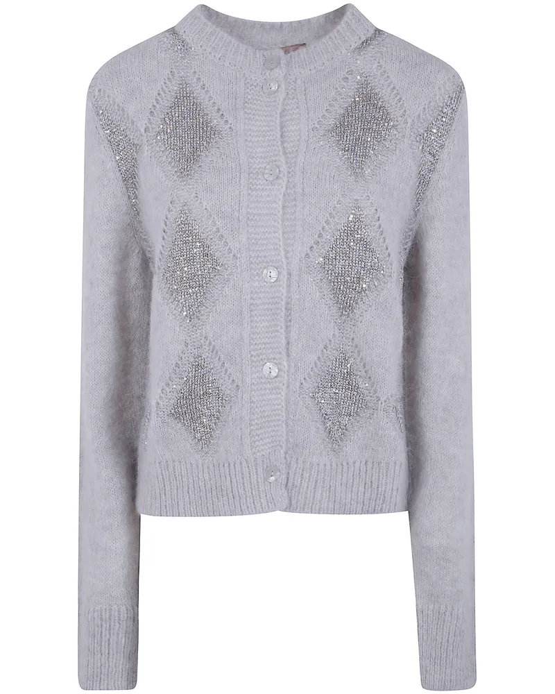 Twin-Set Cardigan Argyle Gray