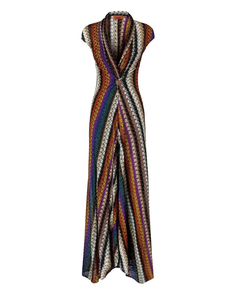 Missoni Long Striped Dress With Lurex Multi
