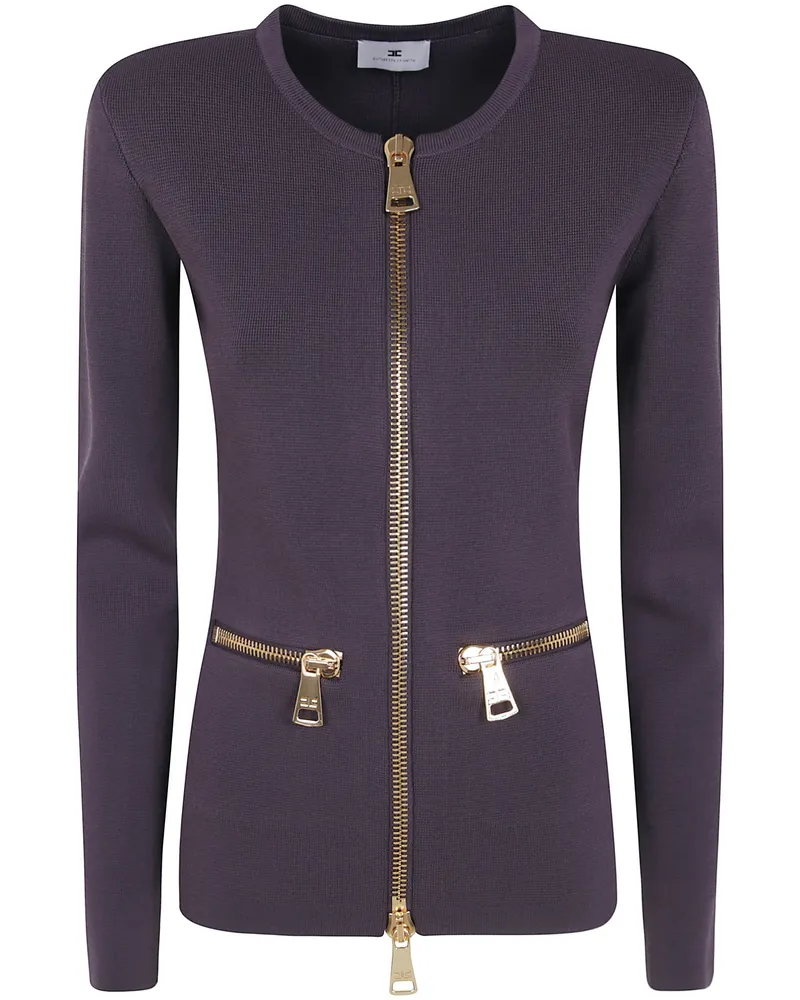 Elisabetta Franchi Sweater Zipper Detail "Mk68b66e2 Ev9 Brown