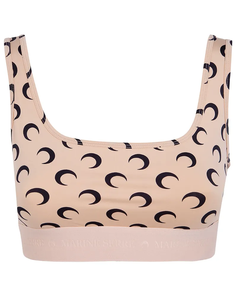 Marine Serre Moon" Printed Jersey Sports Bra Brown